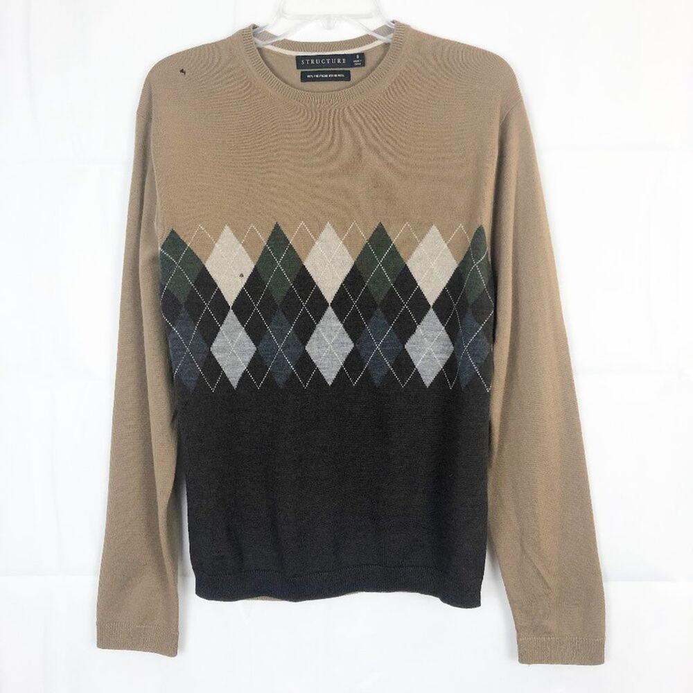 Structure Men's 100% Fine Italian Merino Wool Quiet Luxury Old Money Sweater S